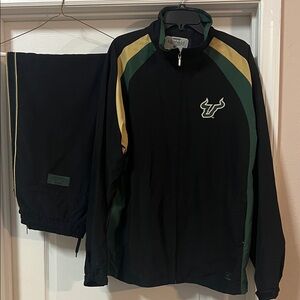 Men's Black and Green Track Jacket never worn USF Bulls